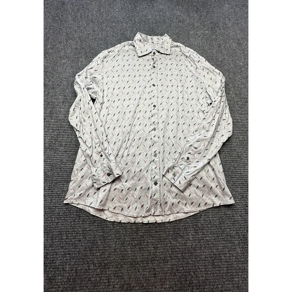 Johnnie-O Featherweight Shirt Mens Large Feather Print Button‎ Up Long Sleeve